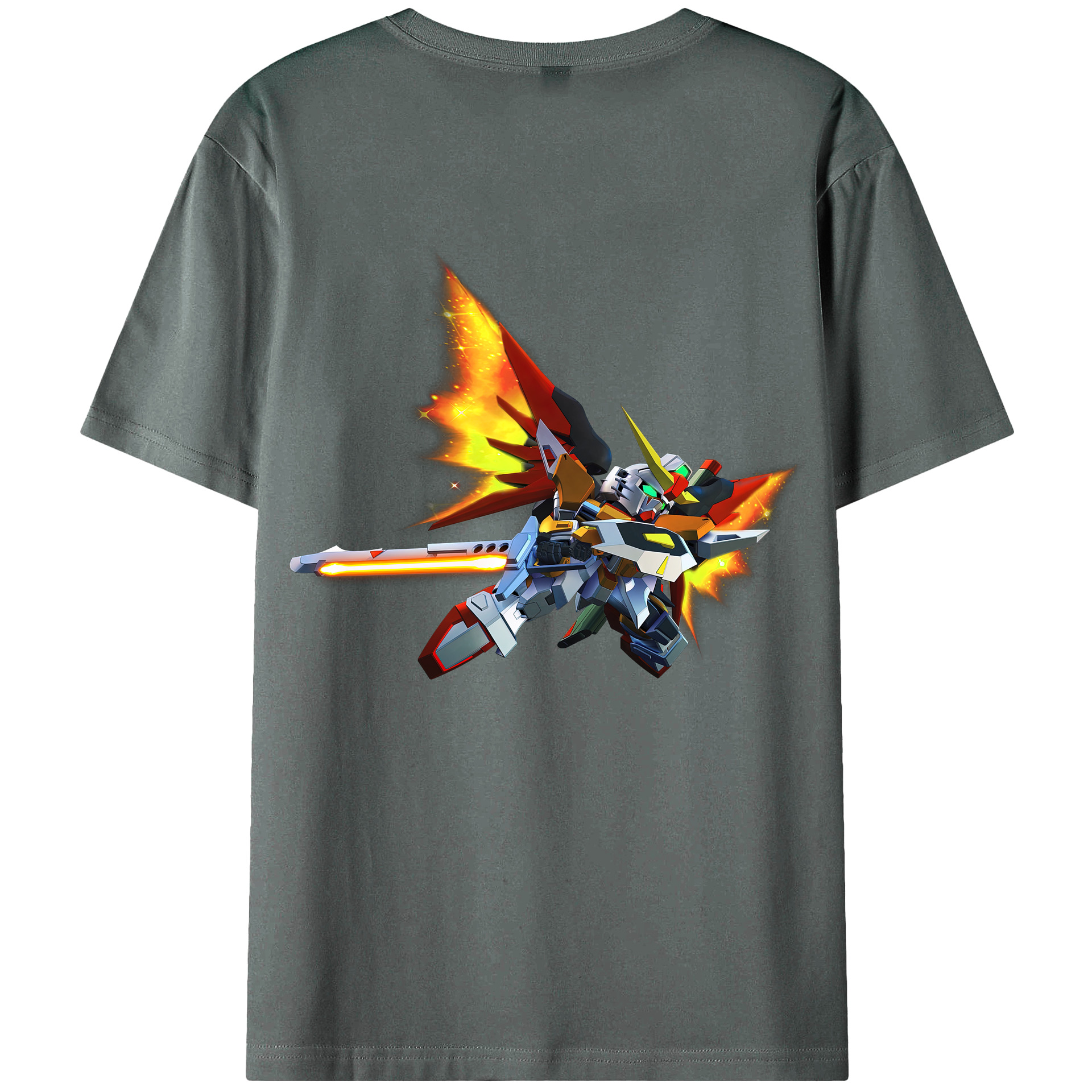 （画像用） 機動戦士ガンダム Mobile Suit Gundam 綿100％ メンズ半袖Tシャツ（バックプリント） 通気性